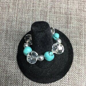 Stretch Ring Turquoise Faceted Crystal Acrylic Retro BoHo Southwestern Glam
